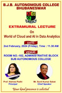 Read more about the article Extramural Lecture on World of Cloud and AI in Data Analytics on 3rd Feb,2024 !